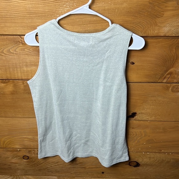 Susan Graver Womens Silver Tank Top S Sleeveless Career Layering Summer Metallic - Picture 6 of 6